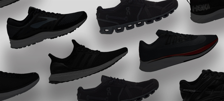 Illustrative example of all black running shoes