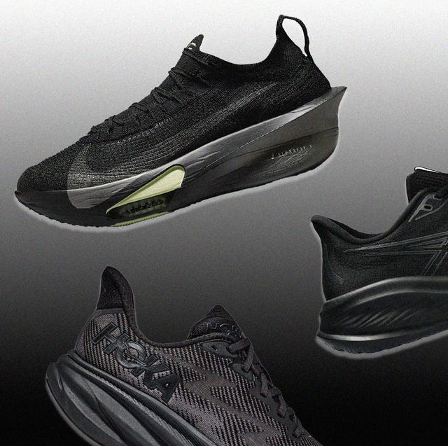 Illustrative example of all black running shoes