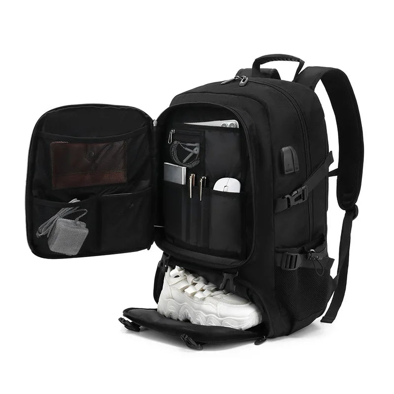 Illustrative example of backpack with shoe compartment