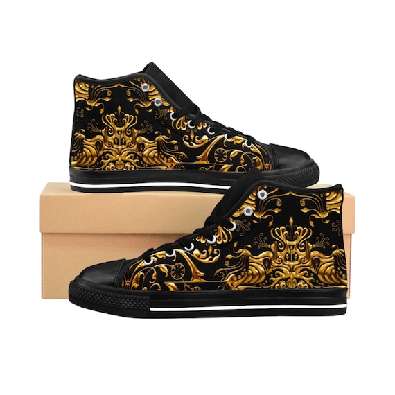 Illustrative example of black and gold shoes