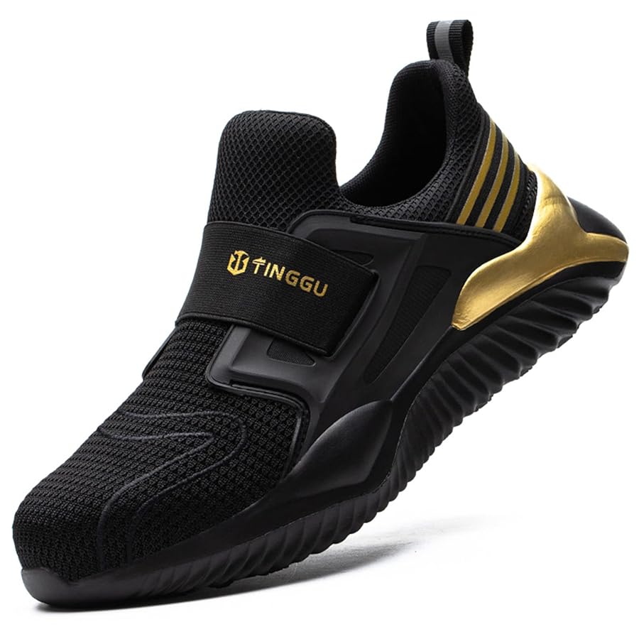 Illustrative example of black and gold shoes