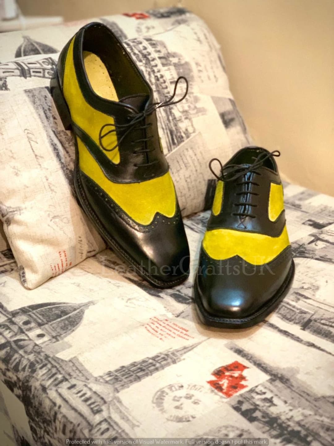 Illustrative example of black and yellow shoes