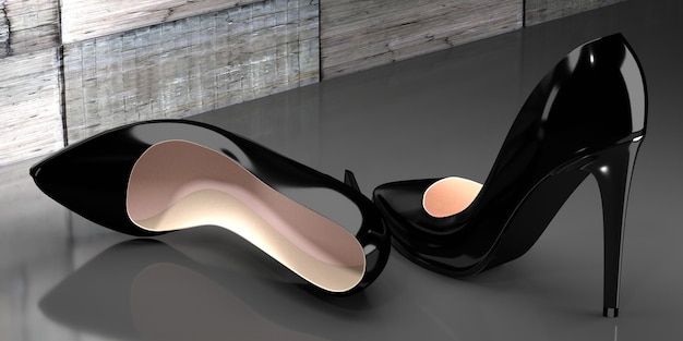 Illustrative example of black high heel shoes
