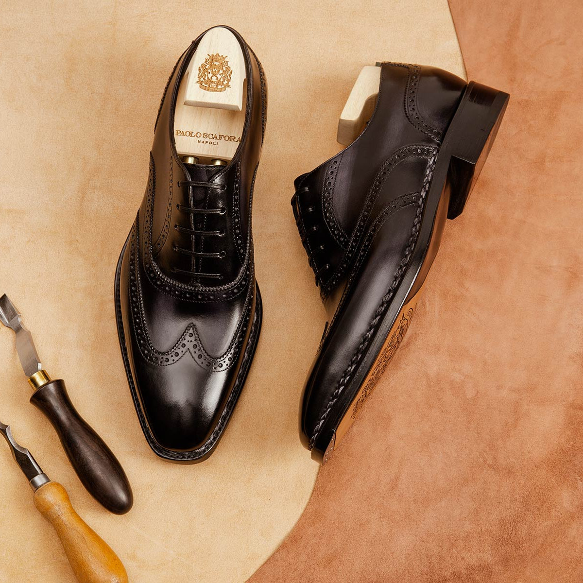 Illustrative example of black oxford shoes