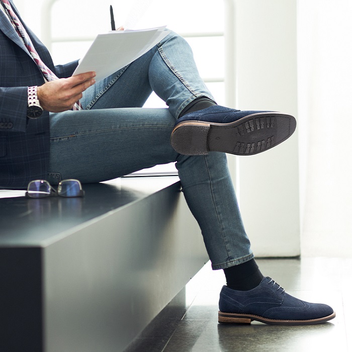 Illustrative example of blue dress shoes