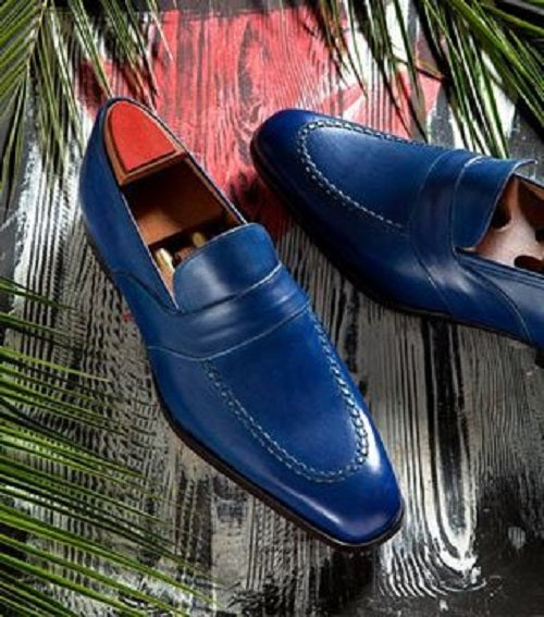 Illustrative example of blue dress shoes