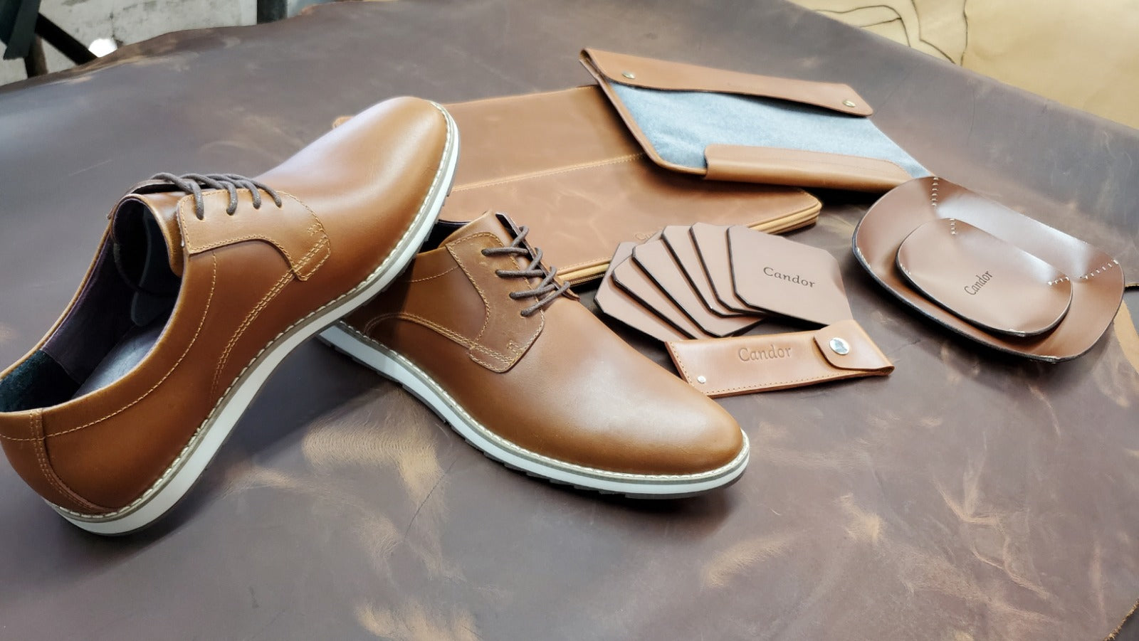 Illustrative example of brown leather shoes