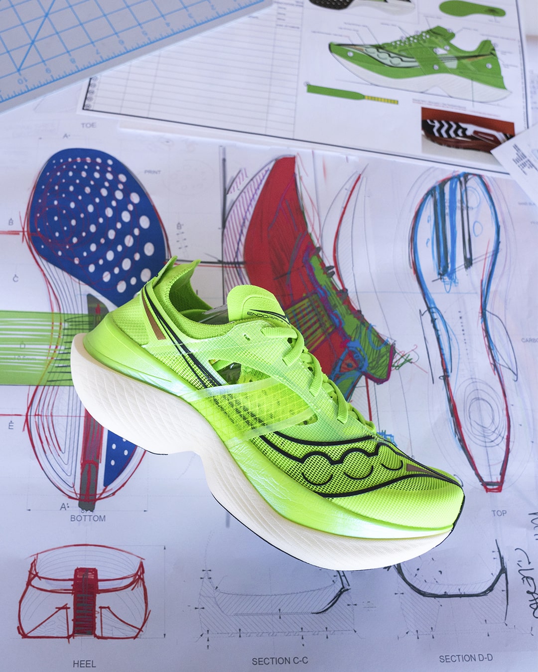 Illustrative example of carbon plated running shoes