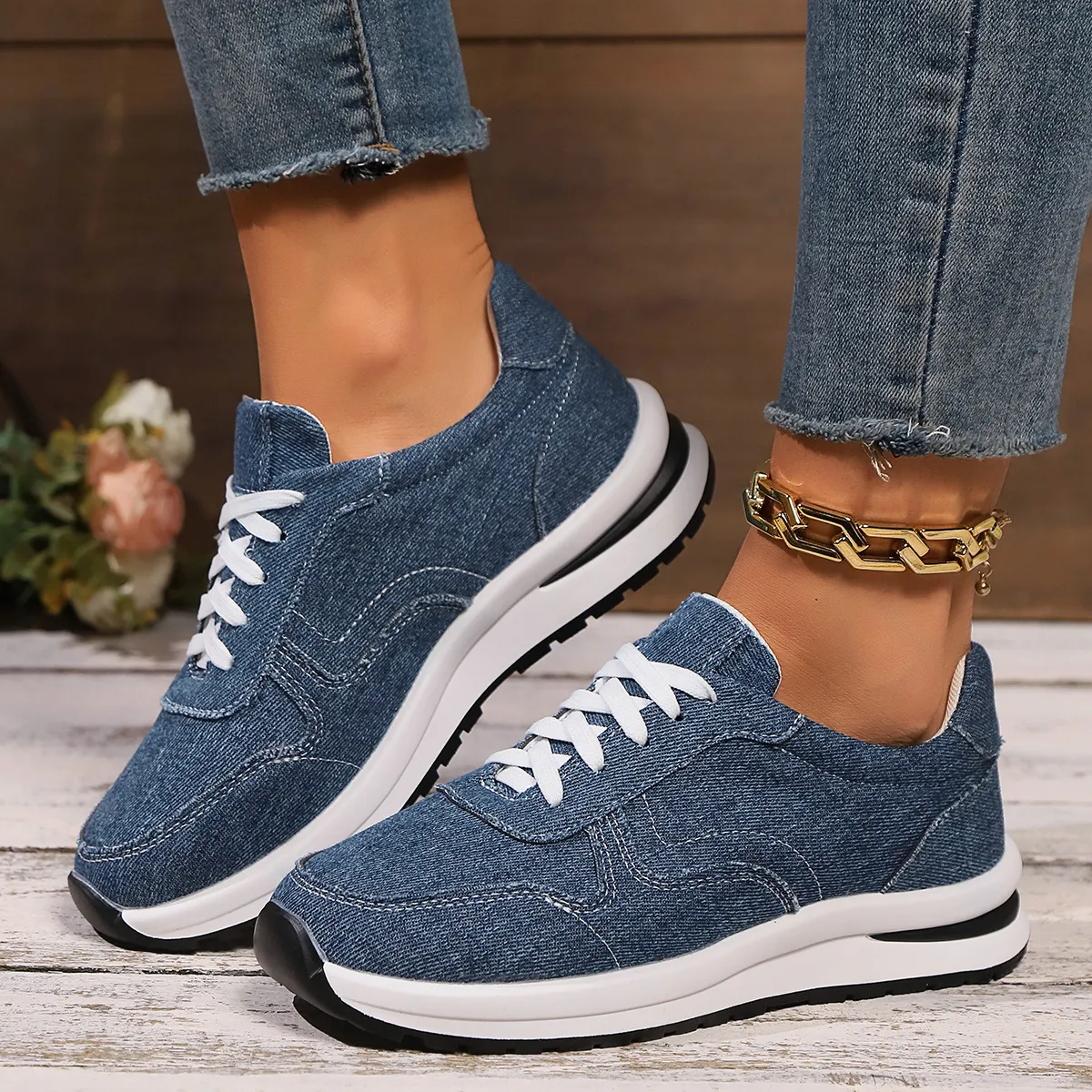 Illustrative example of denim shoes for women