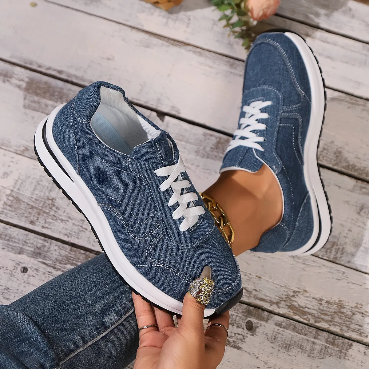 Illustrative example of denim shoes for women