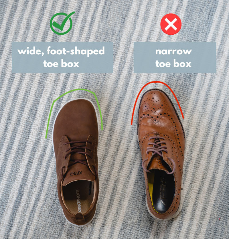 Illustrative example of dress shoes with wide toe box