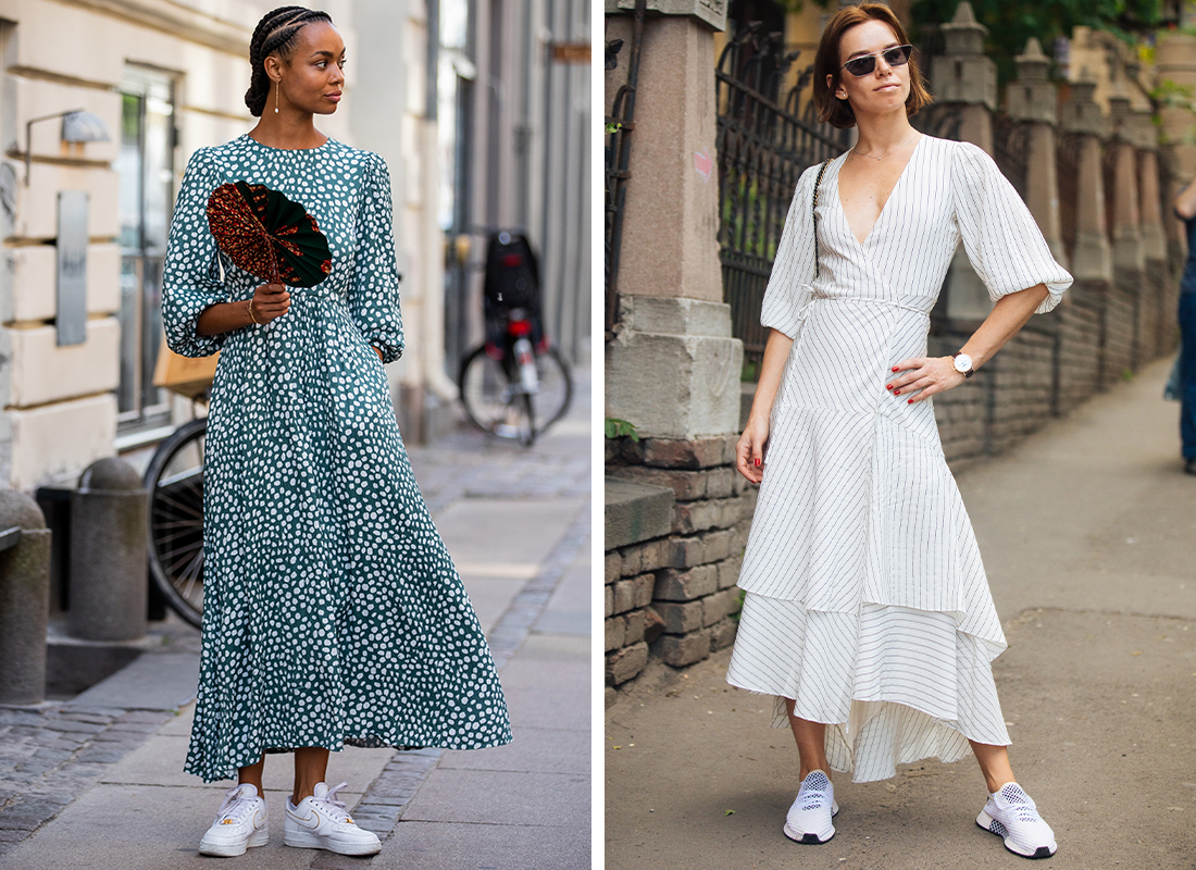 Illustrative example of dress with tennis shoes