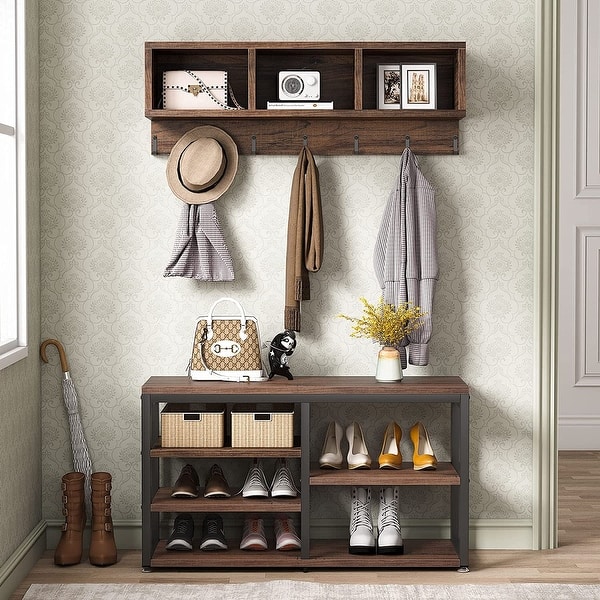 Illustrative example of entryway bench with shoe rack
