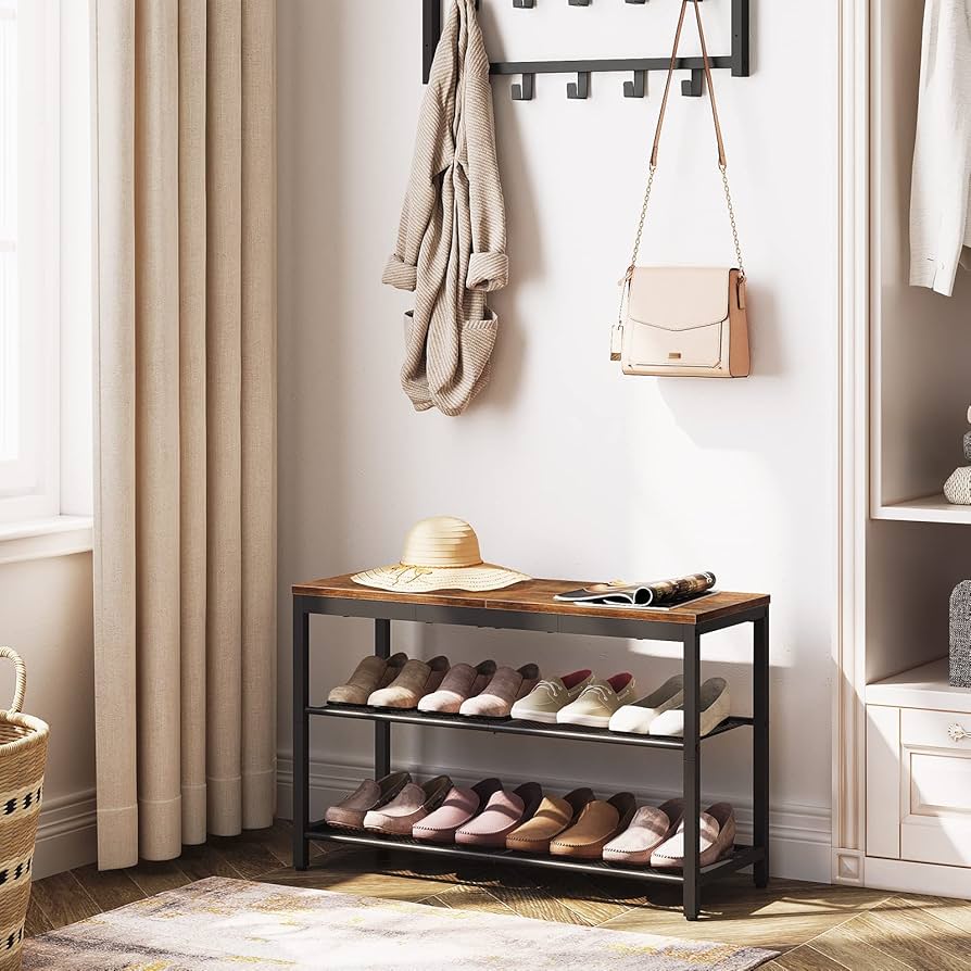 Illustrative example of entryway bench with shoe rack