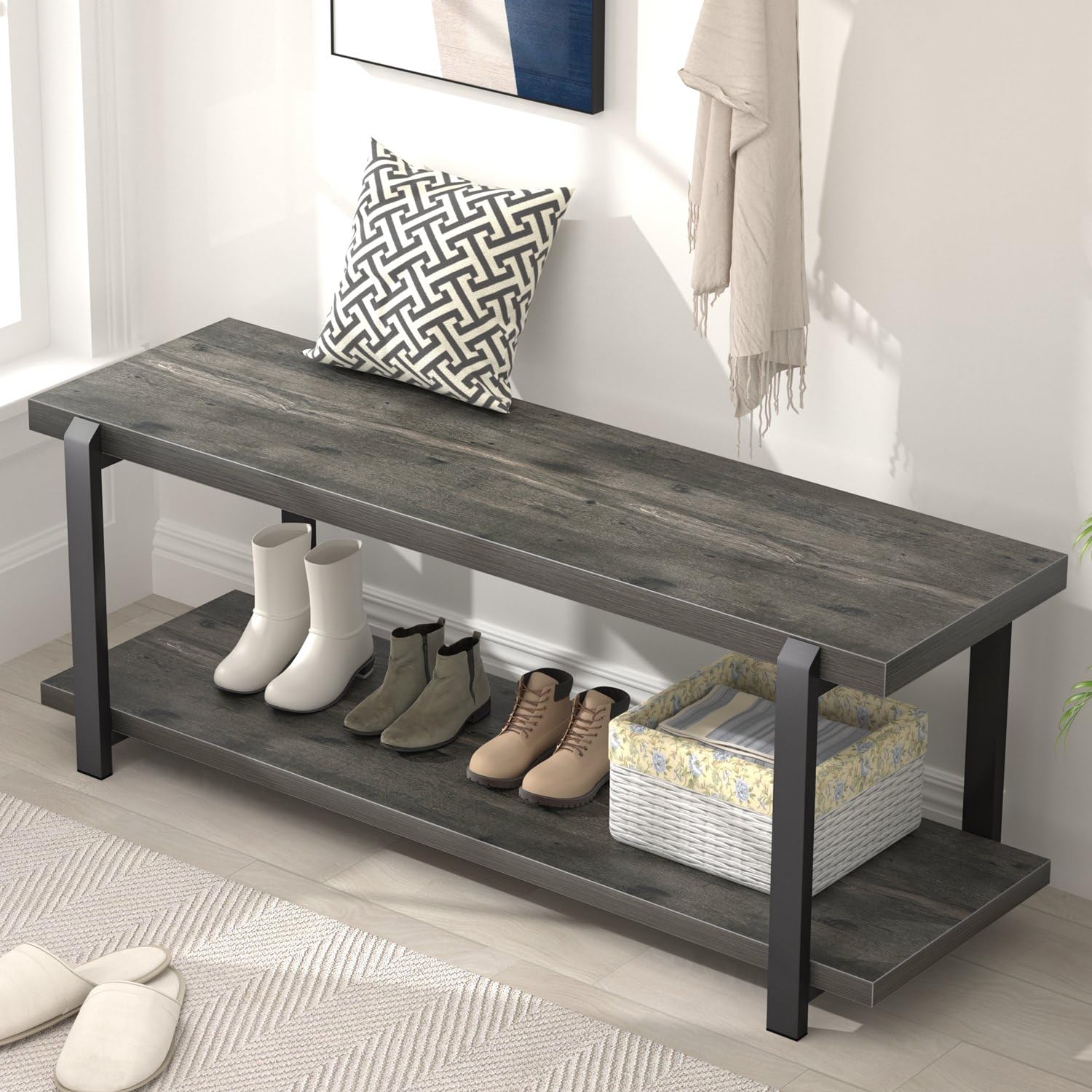 Illustrative example of entryway shoe bench