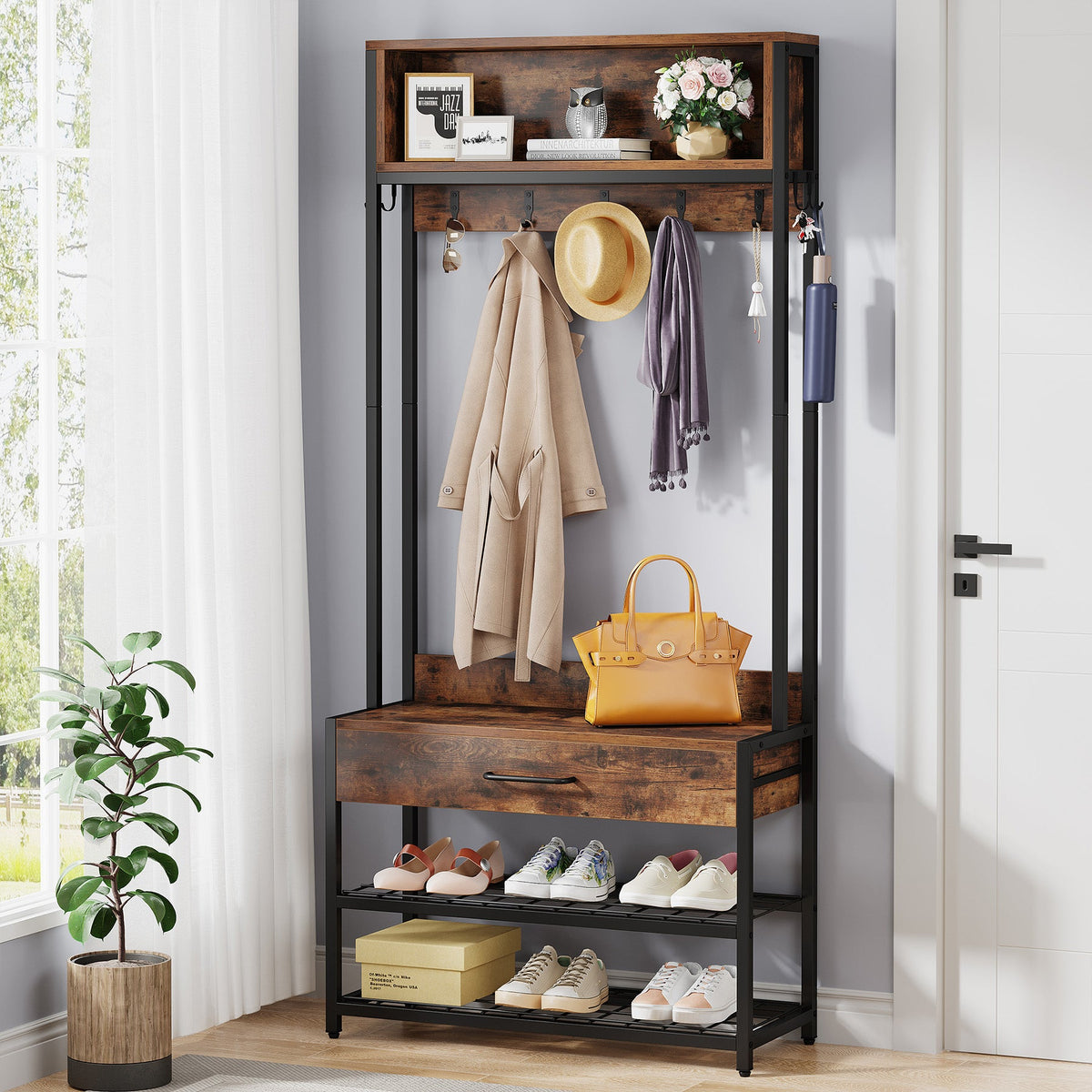 Illustrative example of entryway shoe bench