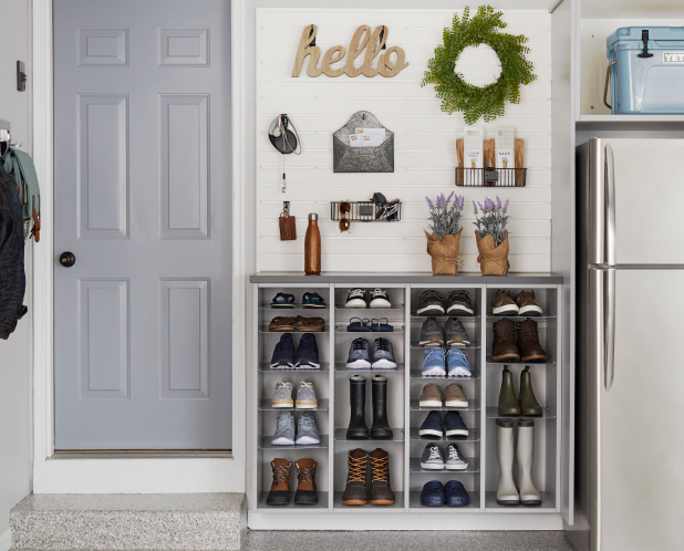 Illustrative example of garage shoe storage