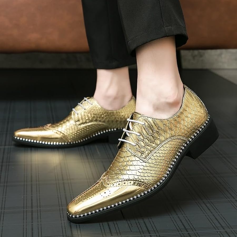 Illustrative example of gold dress shoes