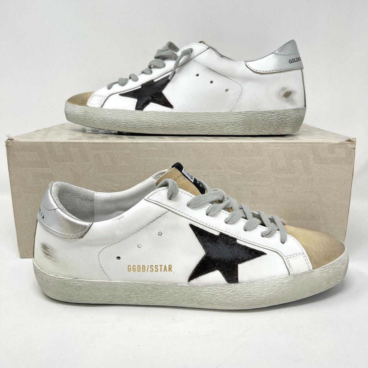 Illustrative example of golden goose white shoes men