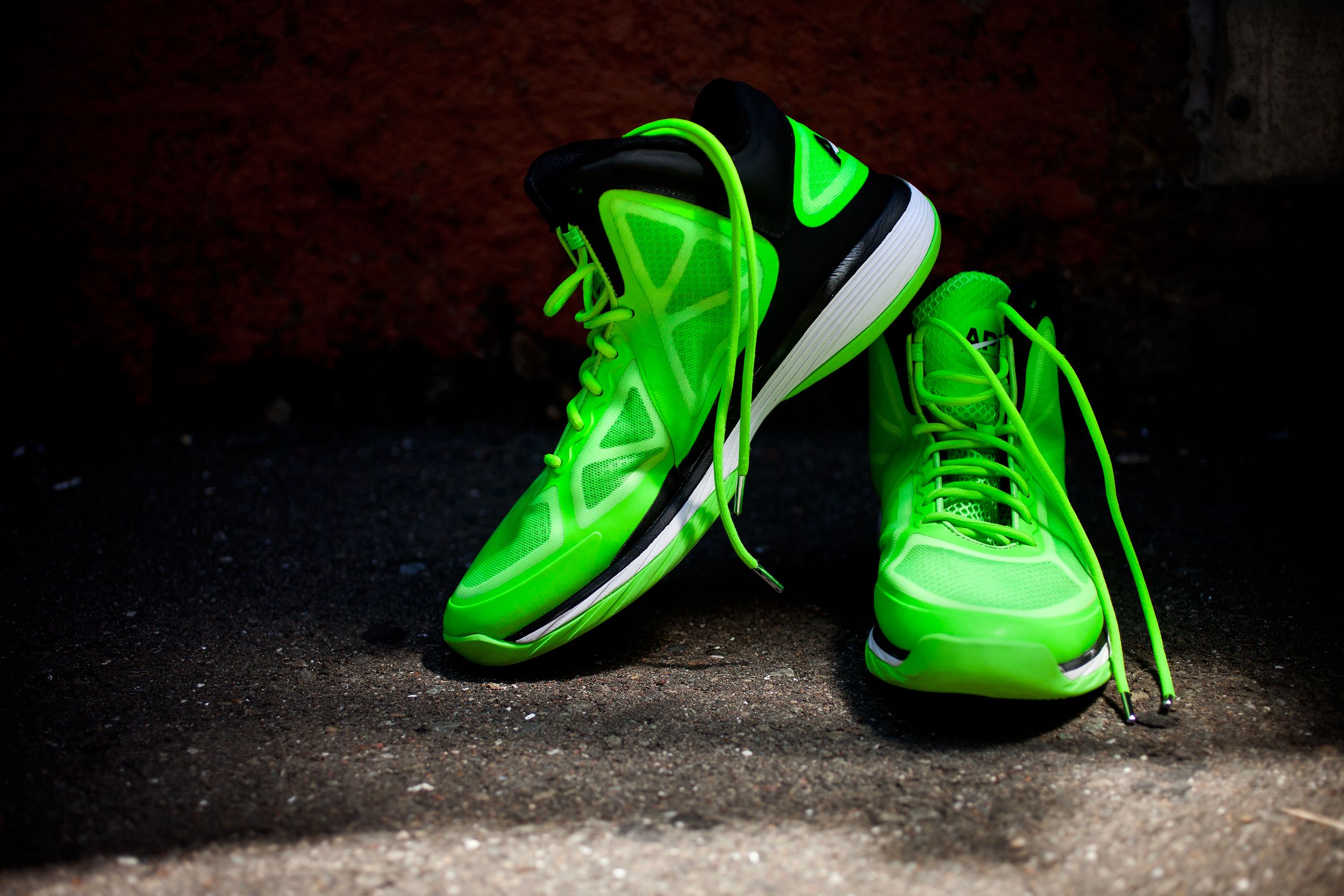 Illustrative example of green basketball shoes