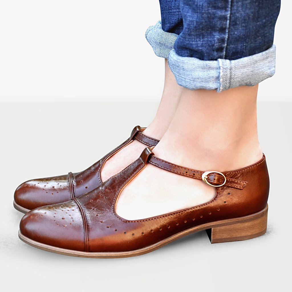 Illustrative example of leather mary jane shoes