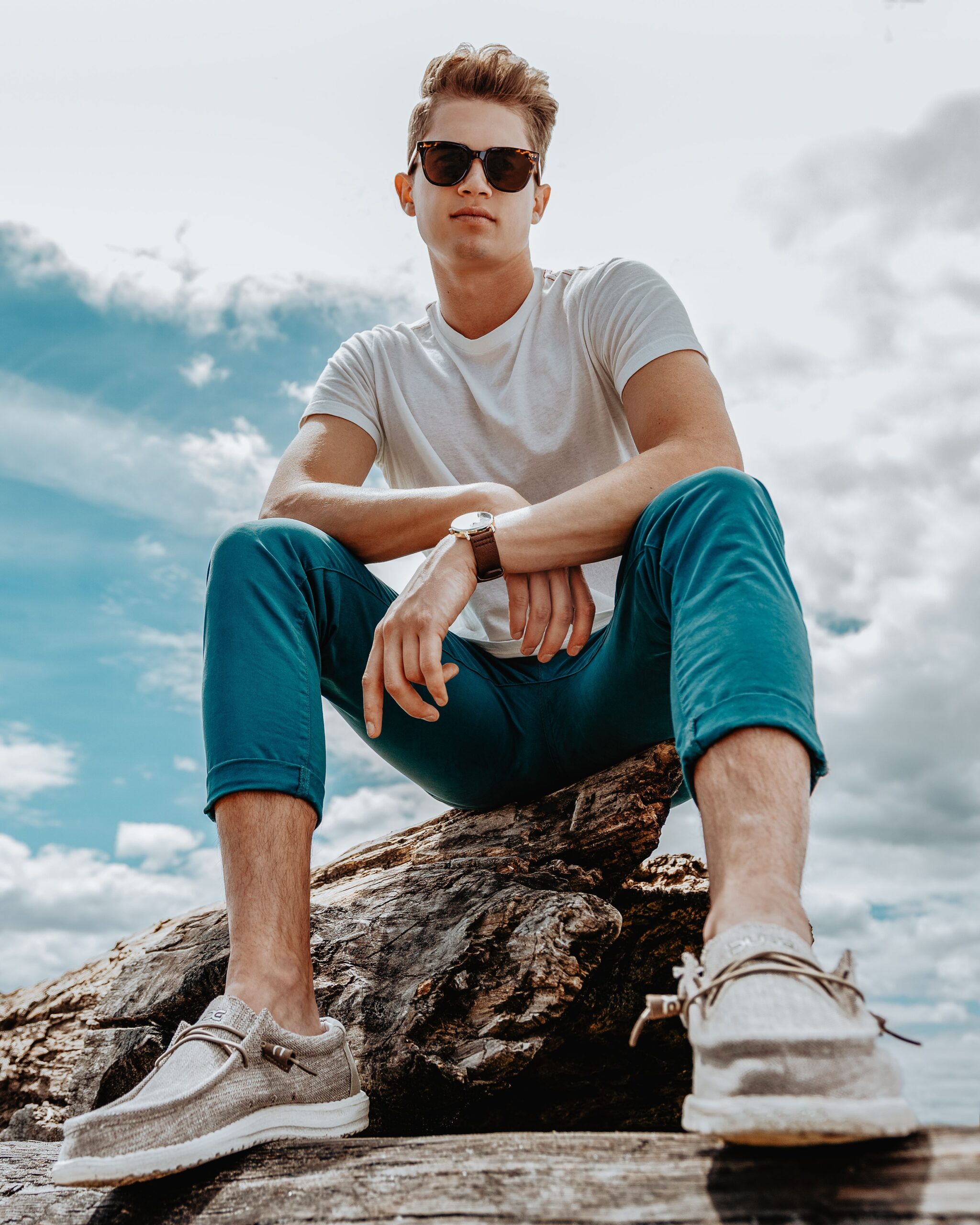 Illustrative example of men's hey dude shoes