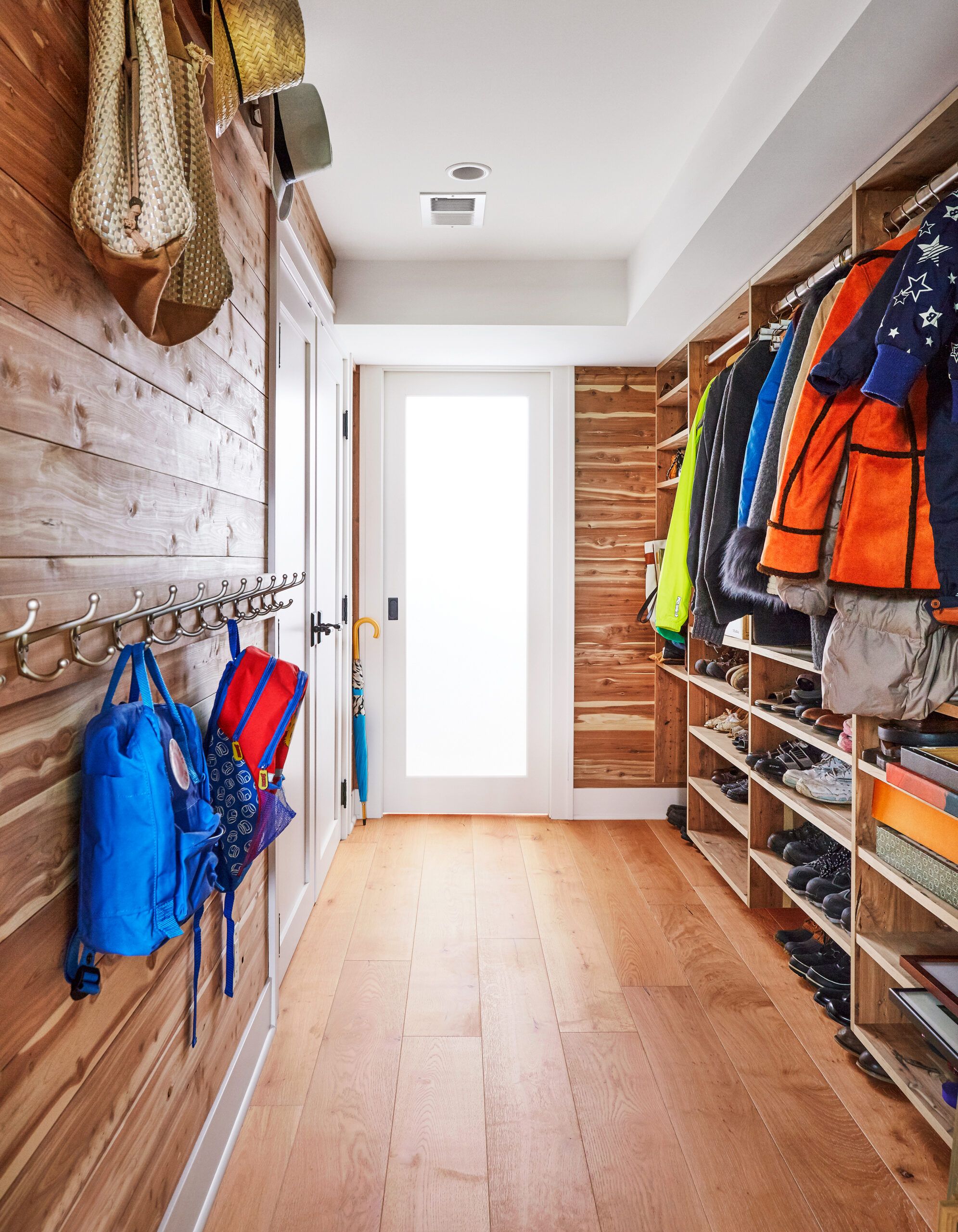 Illustrative example of mudroom shoe storage