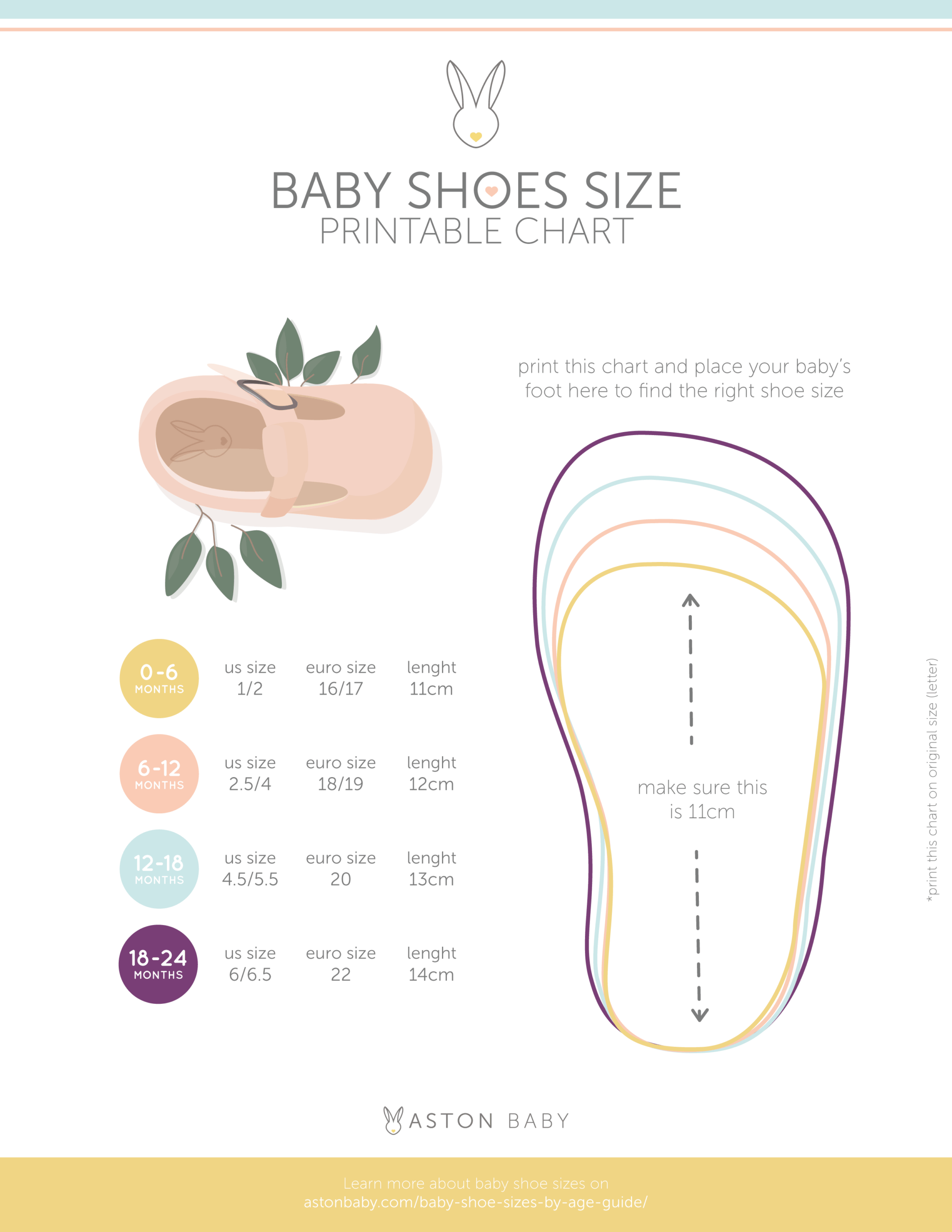 Illustrative example of newborn shoe size
