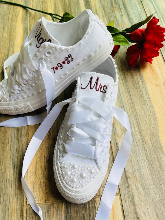 Illustrative example of pearl wedding shoes