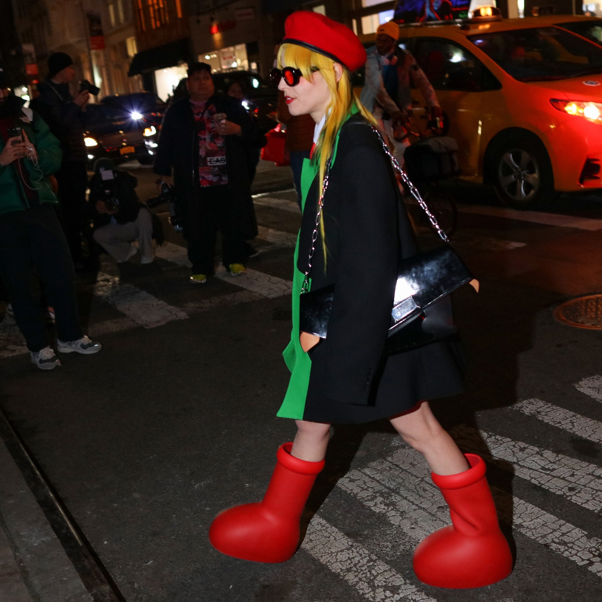 Illustrative example of red designer shoes