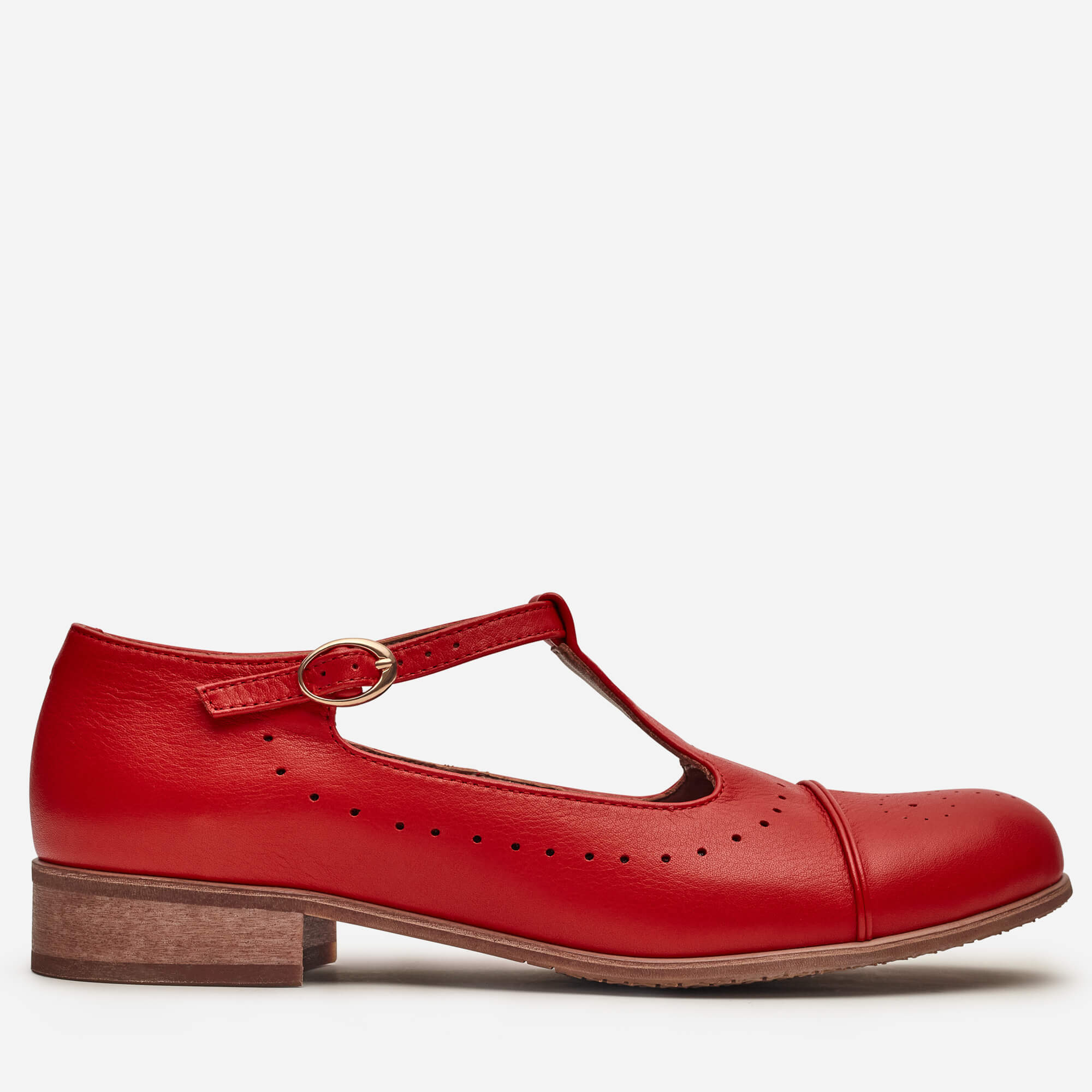 Illustrative example of red mary jane shoes