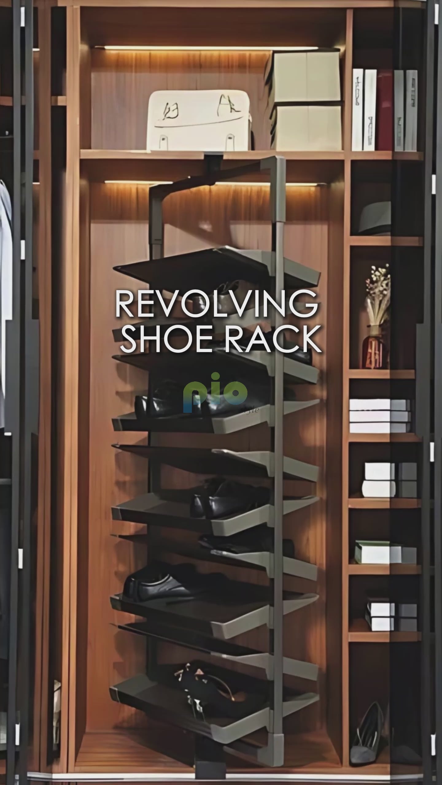 Illustrative example of revolving shoe rack