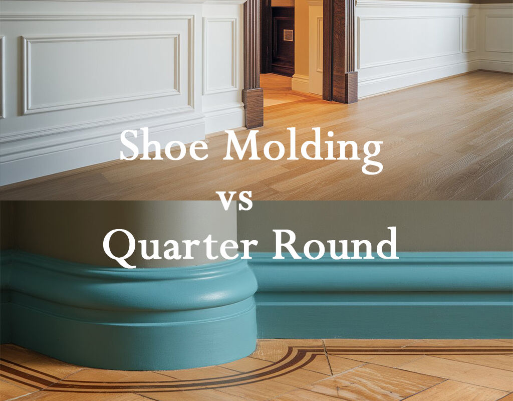 Illustrative example of shoe molding vs quarter round