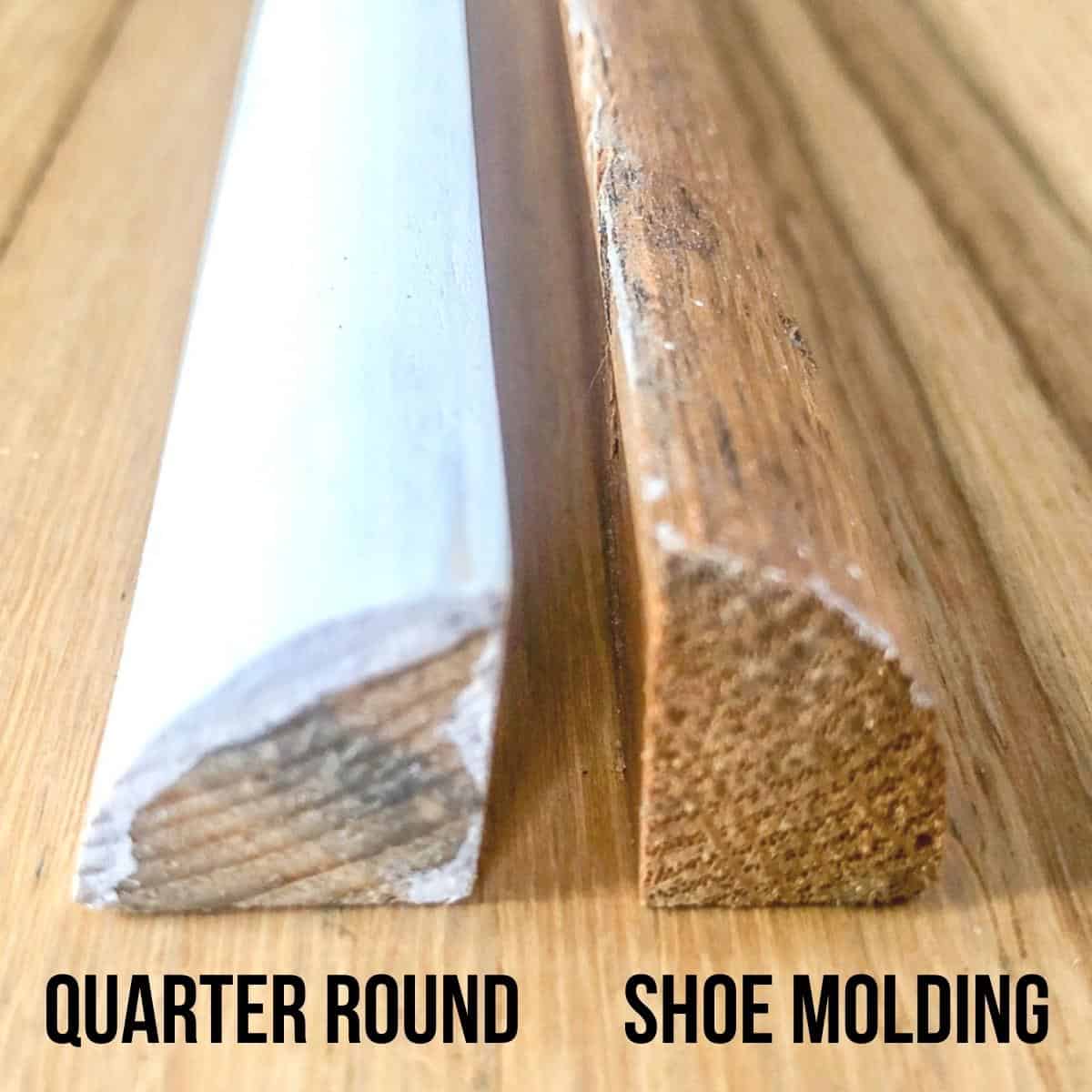 Illustrative example of shoe molding vs quarter round