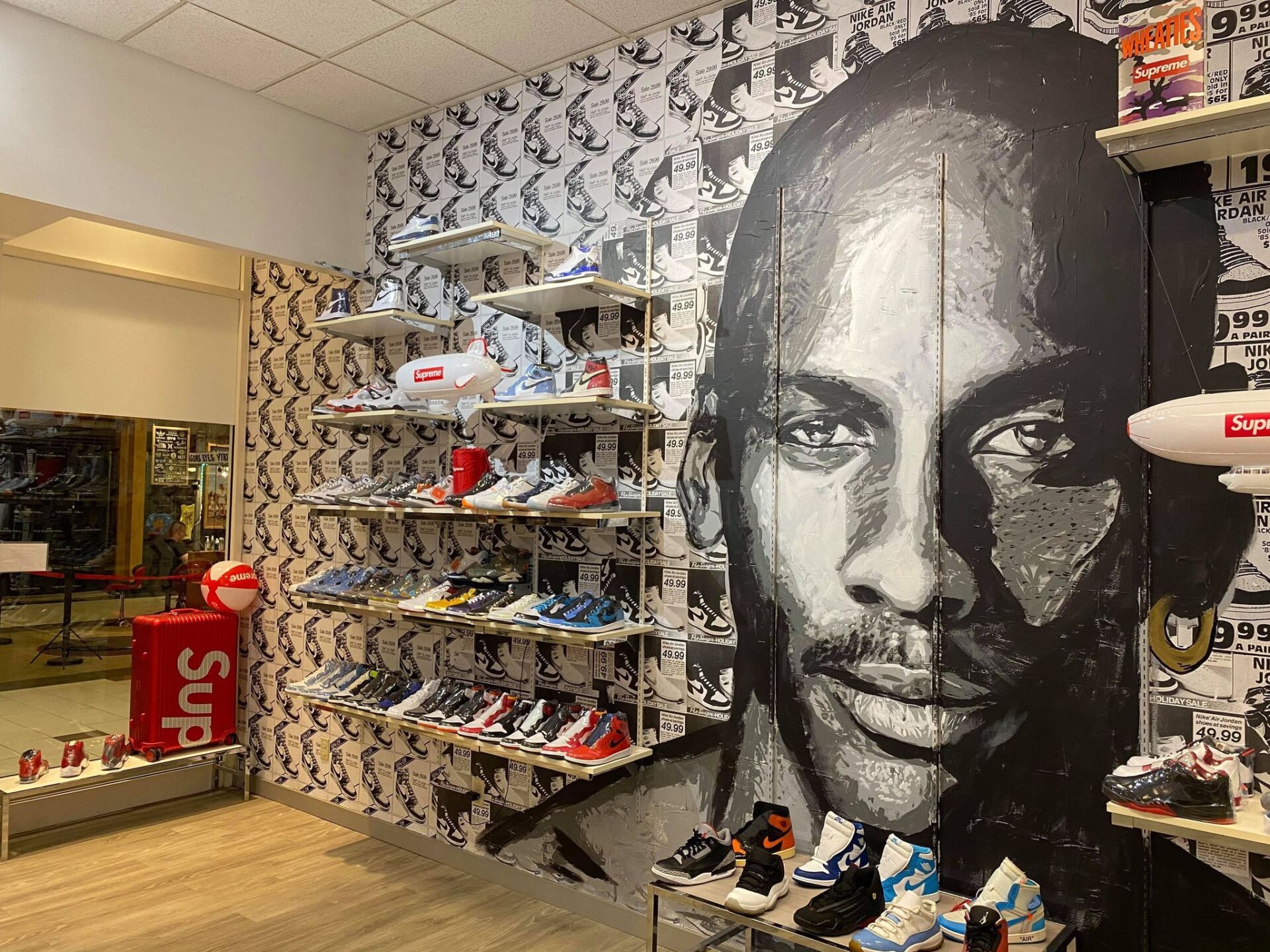 Illustrative example of shoe stores in the mall