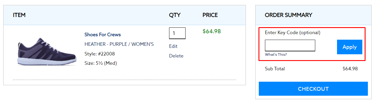 Illustrative example of shoes for crews promo code
