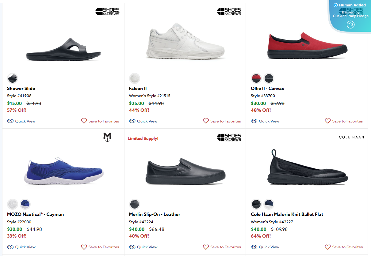 Illustrative example of shoes for crews promo code