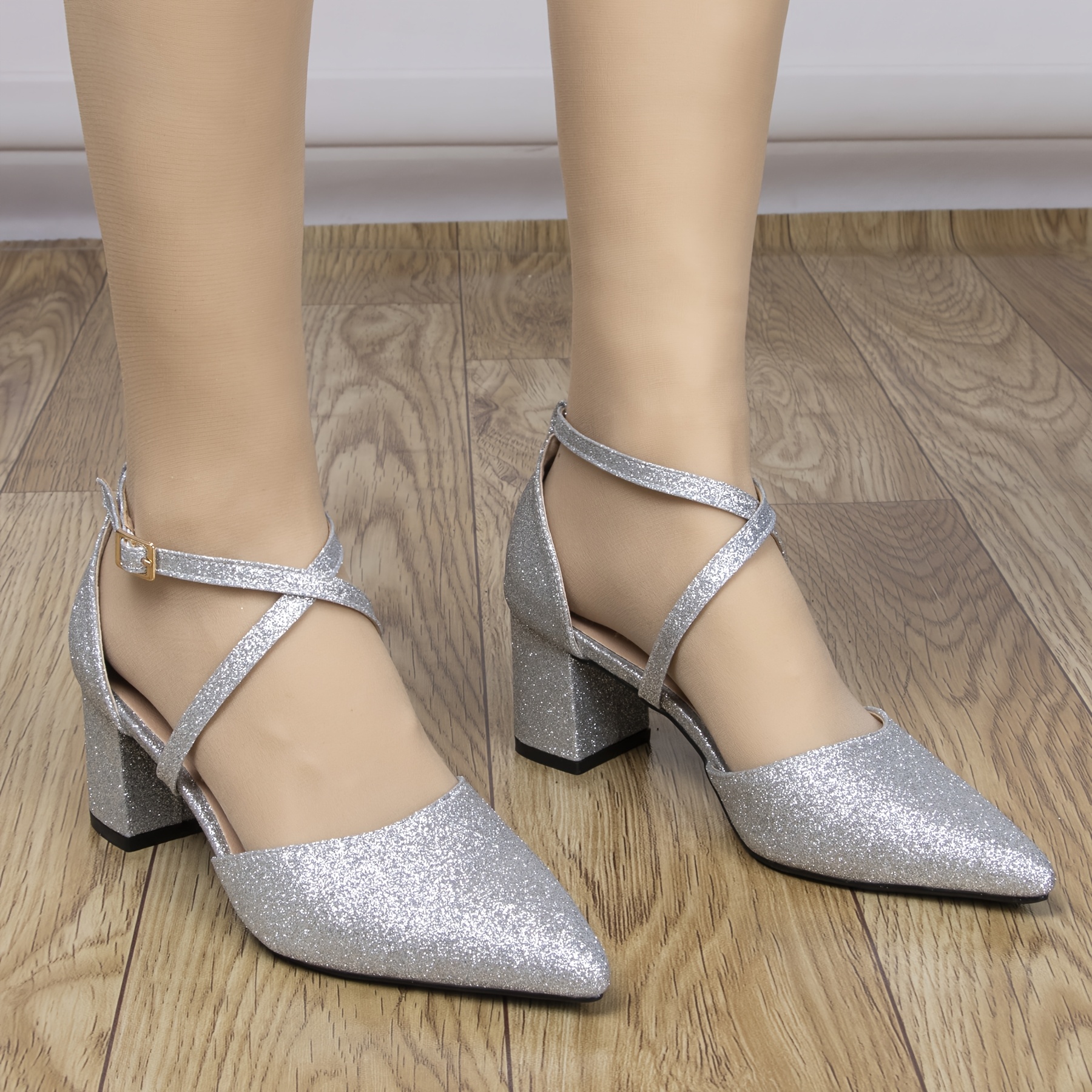 Illustrative example of silver shoes for women