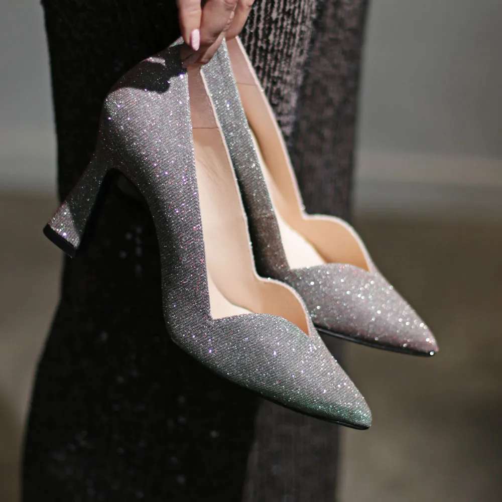 Illustrative example of silver shoes for women