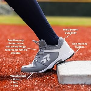 Illustrative example of softball turf shoes