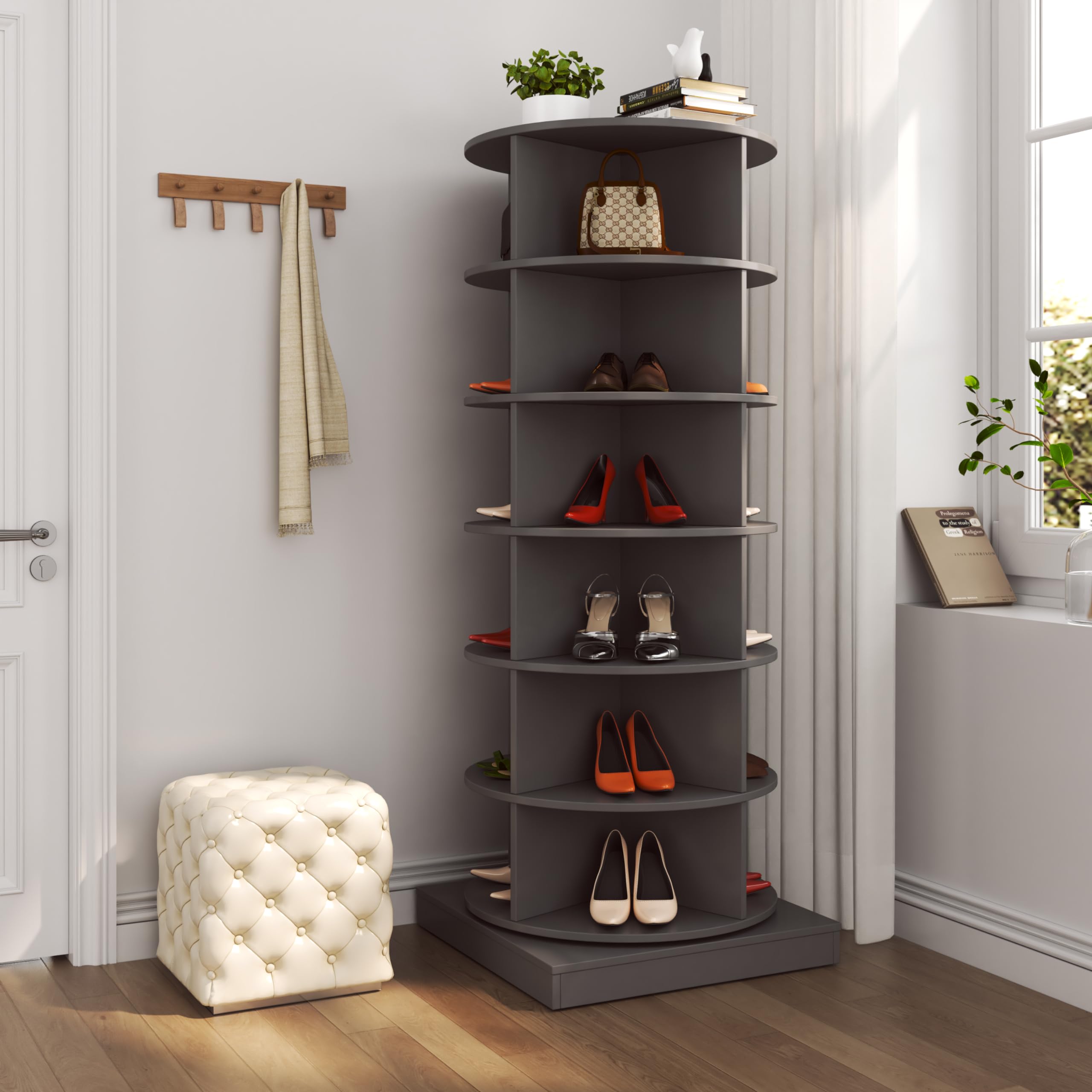 Illustrative example of spinning shoe rack