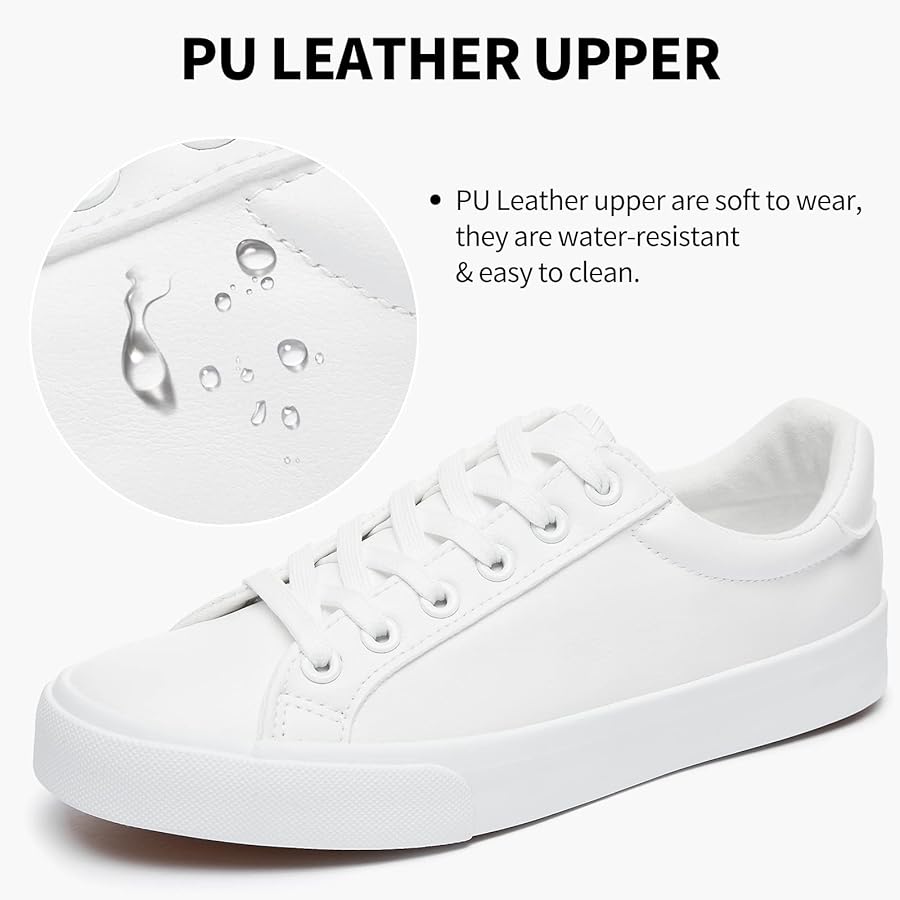 Illustrative example of white leather tennis shoes womens