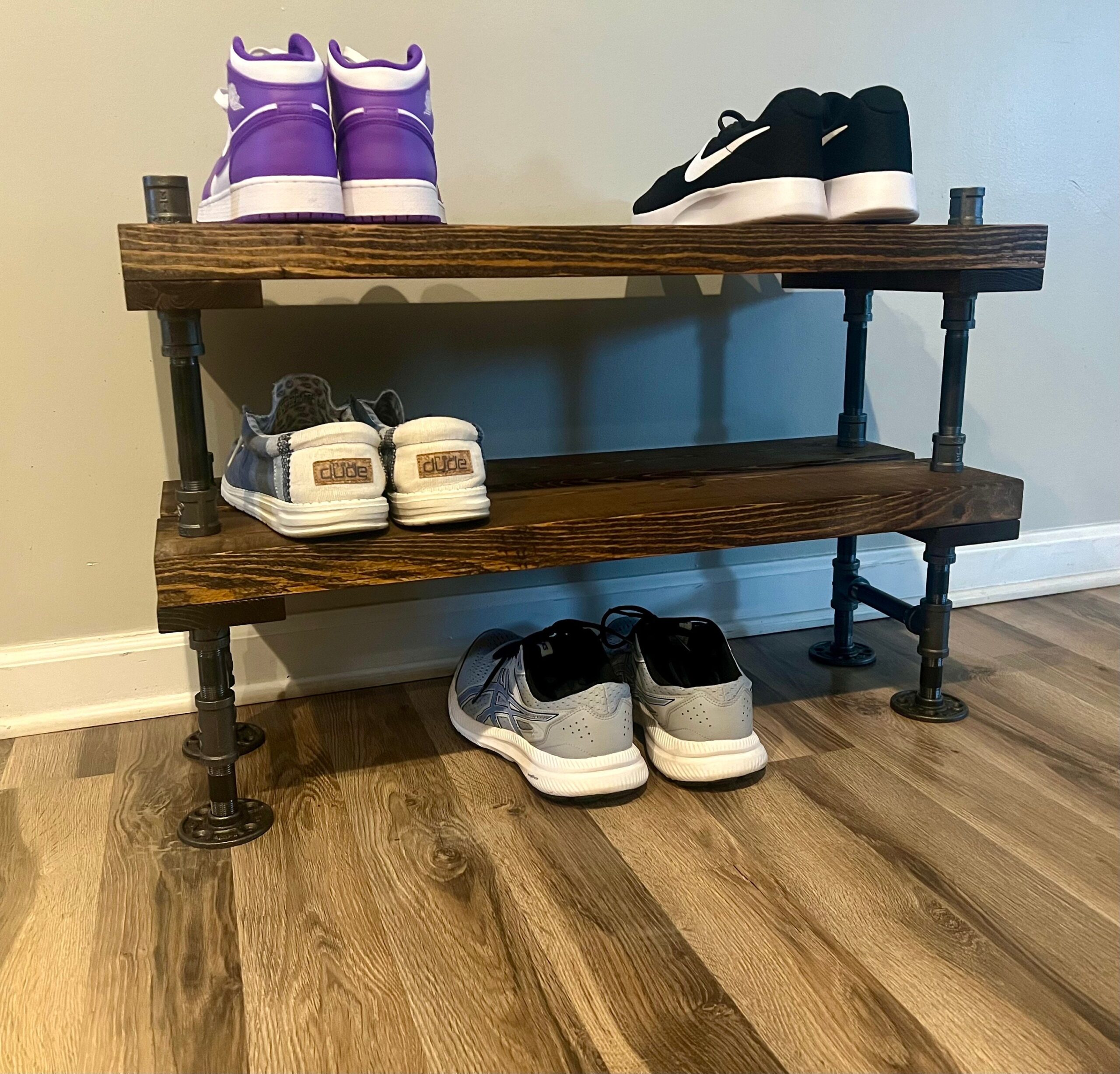 Illustrative example of wood shoe rack