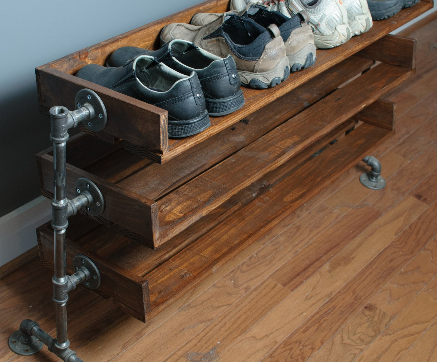Illustrative example of wood shoe rack