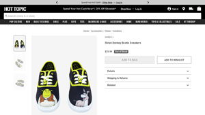 Hot Topic - Shrek Donkey Bestie Sneakers