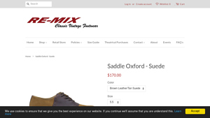 Re-Mix Vintage Shoes - Saddle Oxford - Suede