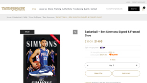 Taylor Made Memorabilia - Ben Simmons Signed Framed Shoe